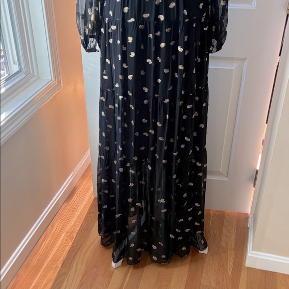 Intermix Leila Gown Maxi Chiffon Dress Long Sleeve Black Size 2 NWT - Picture 10 of 15